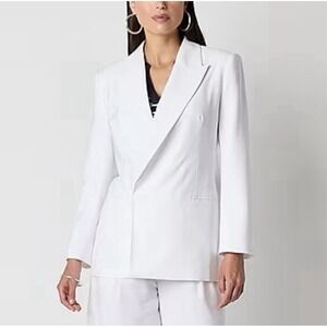 Worthington Women's XL‎ Regular Fit Long Blazer White Office Business Work NEW